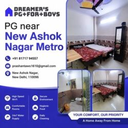 PG near New Ashok Nagar Metro