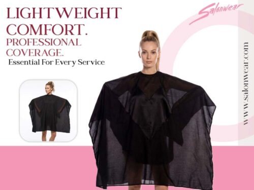 Salon Cape In 100% Lightweight Antron Nylon Fabric in Black Salon Cape In 100% Lightweight Antron Nylon Fabric in Black