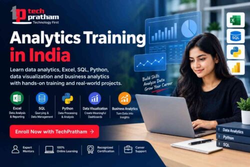 Analytics Training in India by TechPratham featuring Excel, SQL, Python, Data Visualization, Business Analytics, and hands-on real-world projects. Analytics Training in India by TechPratham featuring Excel, SQL, Python, Data Visualization, Business Analytics, and hands-on real-world projects.