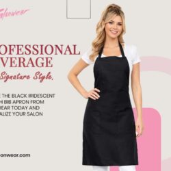 Salon Bib Apron In Black Iridescent Silkarah-Fabric