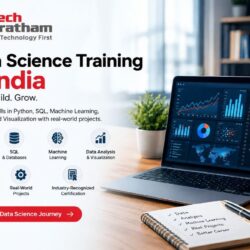 Data Science Training in India by TechPratham featuring Python, SQL, Machine Learning, Data Analysis, Data Visualization, and real-world projects