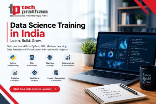 Data Science Training in India by TechPratham featuring Python, SQL, Machine Learning, Data Analysis, Data Visualization, and real-world projects Data Science Training in India by TechPratham featuring Python, SQL, Machine Learning, Data Analysis, Data Visualization, and real-world projects