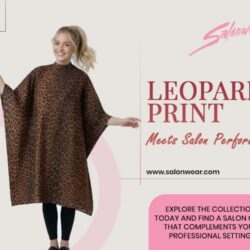 Salon Cape In Leopard Print Iridescent Silkarah Fabric