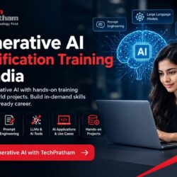 -Generative AI Certification Training in India by TechPratham featuring Generative AI, Prompt Engineering, LLMs, AI Tools, and hands-on projects